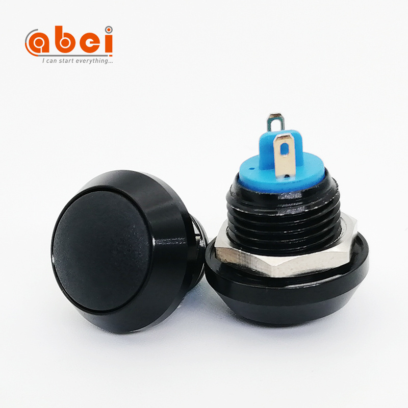 12mm solder pin waterproof micro momentary start button black round switch sealed push button switches