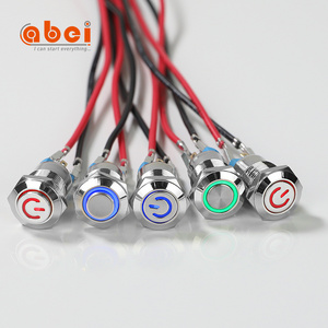 12/16/19/22MM Waterproof IP67 Stainless Steel Button Switch Momentary Latching Illuminate Led Mini Flat Push Button Switches