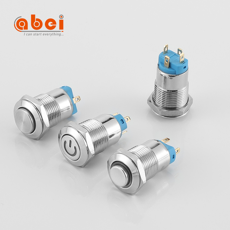 12/16/19/22MM Waterproof IP67 Stainless Steel Button Switch Momentary Latching Illuminate Led Mini Flat Push Button Switches