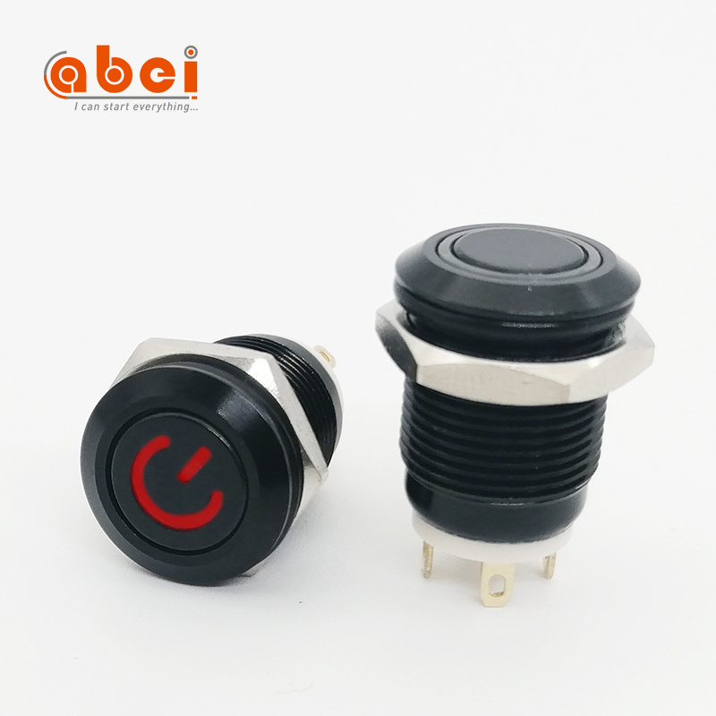 12mm 16mm 19mm 22mm round black momentary latching metal push button switches 6v 12v 24v 110V 220V with RGB LED illuminated