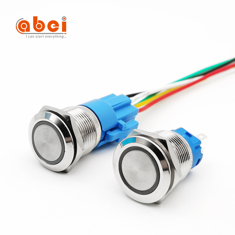 abei  high head metal momentary switch push button 19mm 12V 24V lamps rest latching push switch