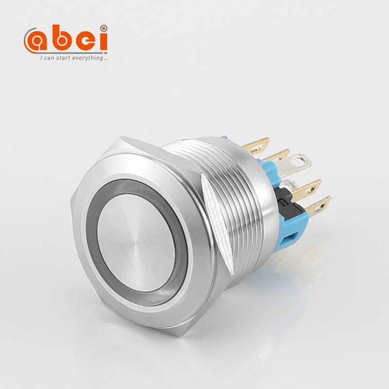 ABEI 22mm Momentary/latching stainless steel  Ring led 12V 220V waterproof metal Push button switch for Computer Case