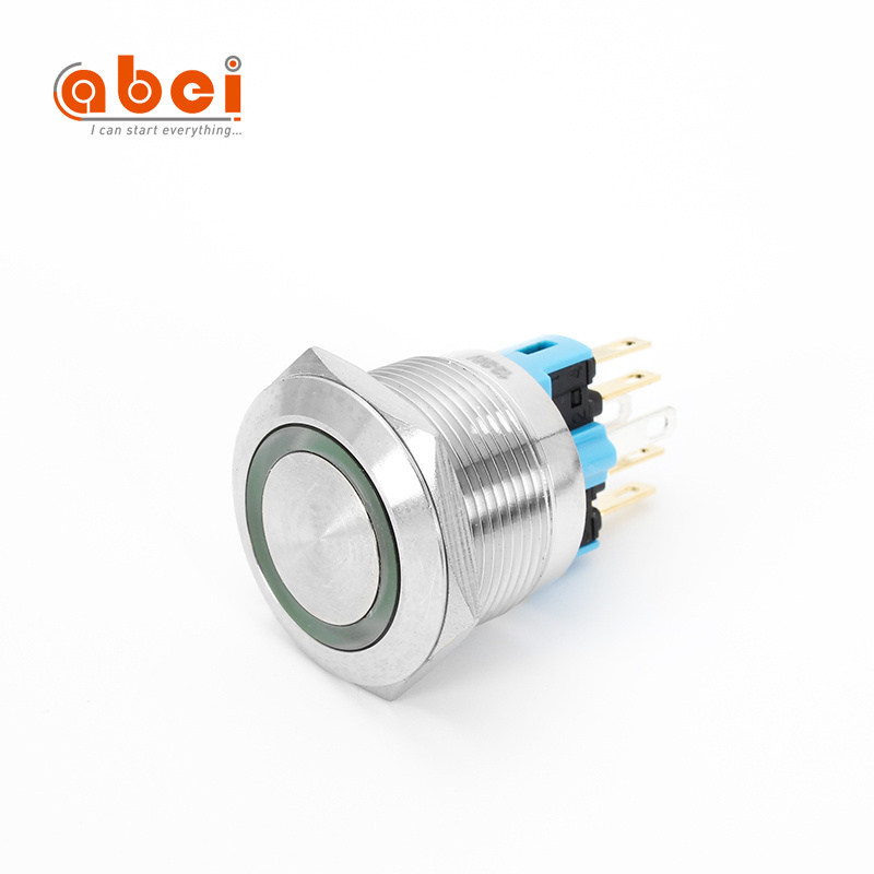 ABEI 22mm Momentary/latching stainless steel  Ring led 12V 220V waterproof metal Push button switch for Computer Case