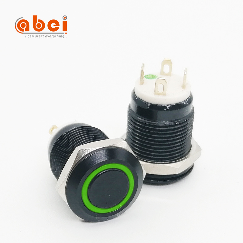 12mm 16mm 19mm 22mm round black momentary latching metal push button switches 6v 12v 24v 110V 220V with RGB LED illuminated