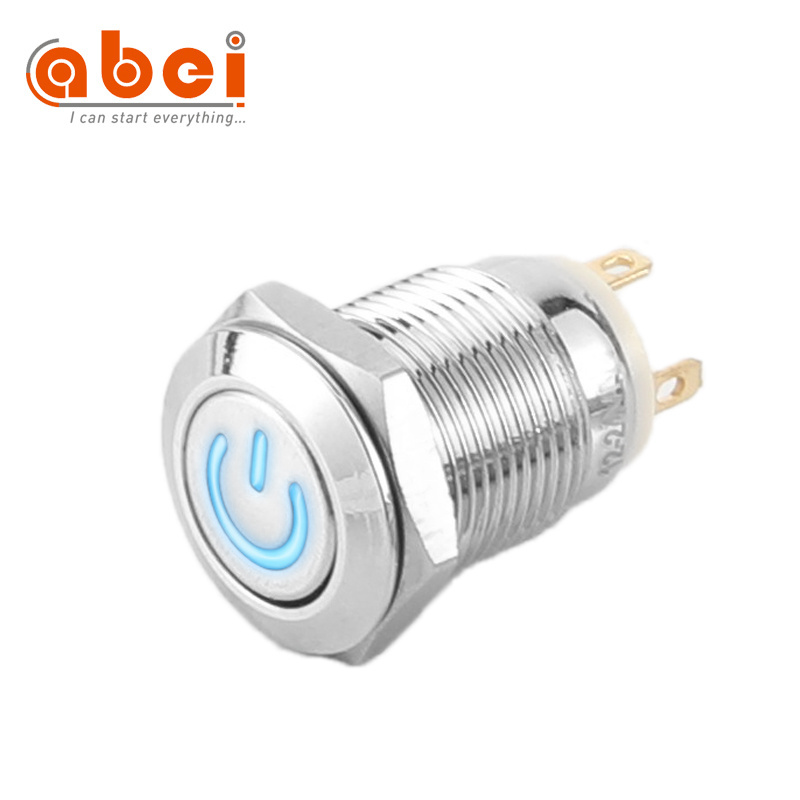 Competitive price led waterproof momentary push button switch with symbol on off 12mm 22mm electrical metal switch normally open