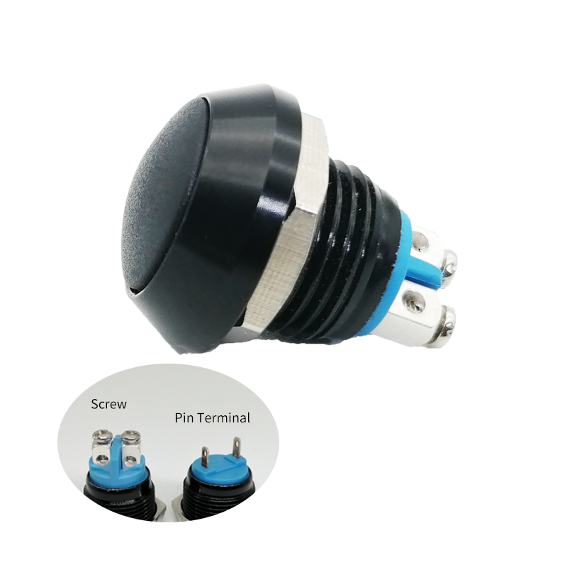 12mm solder pin waterproof micro momentary start button black round switch sealed push button switches