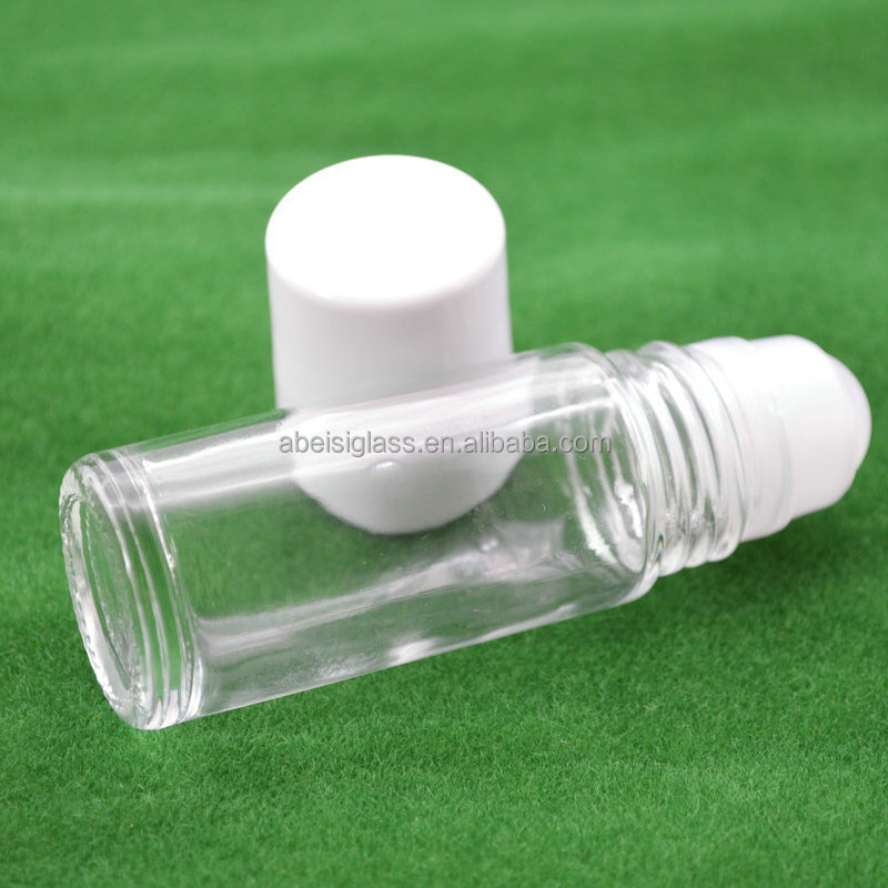 wholesale 30ml 50ml Cylinder roller bottle Deodorant Roll On Glass Bottle with customized cap