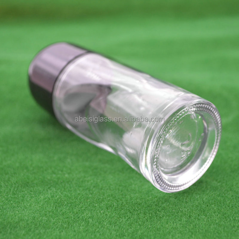 wholesale 30ml 50ml Cylinder roller bottle Deodorant Roll On Glass Bottle with customized cap