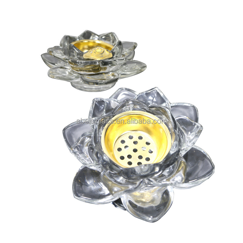 Transparent Clear Lotus Flower Luxury Glass Candle Holder Candlesticks Votive Home Decorative Wedding Table Centerpieces