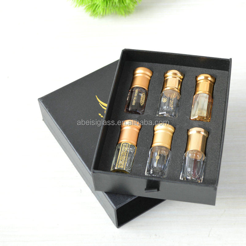 Wholesale Custom Black Attar Oud 3ml 6ml 12ml Glass Stick Octagonal  Empty Essential Oil Bottles Roll On