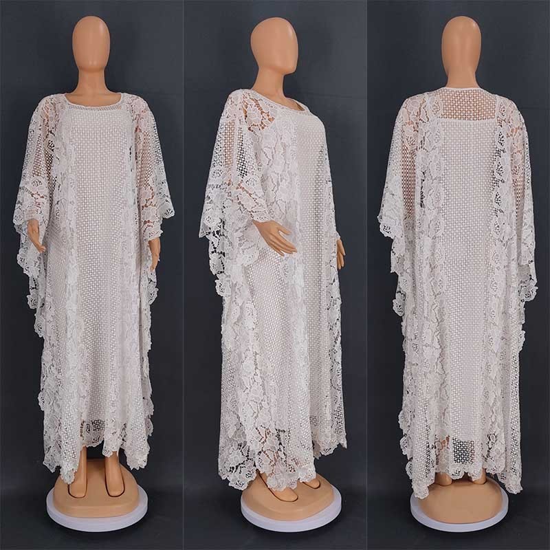 African dresses for women High Quality Lace Loose Long White Robe for women Burqa Boubou Plus Size Casual Dresses Femme abaya