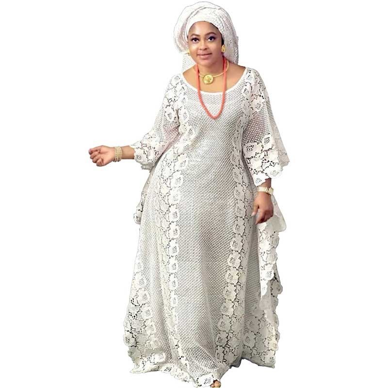 African dresses for women High Quality Lace Loose Long White Robe for women Burqa Boubou Plus Size Casual Dresses Femme abaya