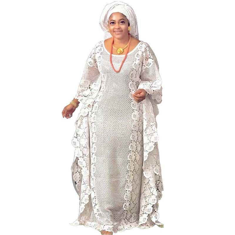 African dresses for women High Quality Lace Loose Long White Robe for women Burqa Boubou Plus Size Casual Dresses Femme abaya