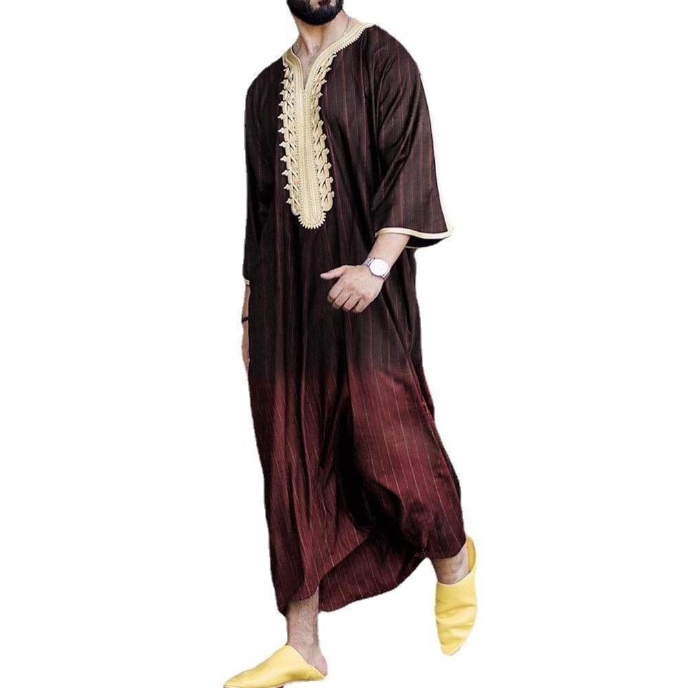 2023 Summer Modern Muslim arabic jubbah Mens Long style Haramain thobe for Saudi Islamic man thobe clothing