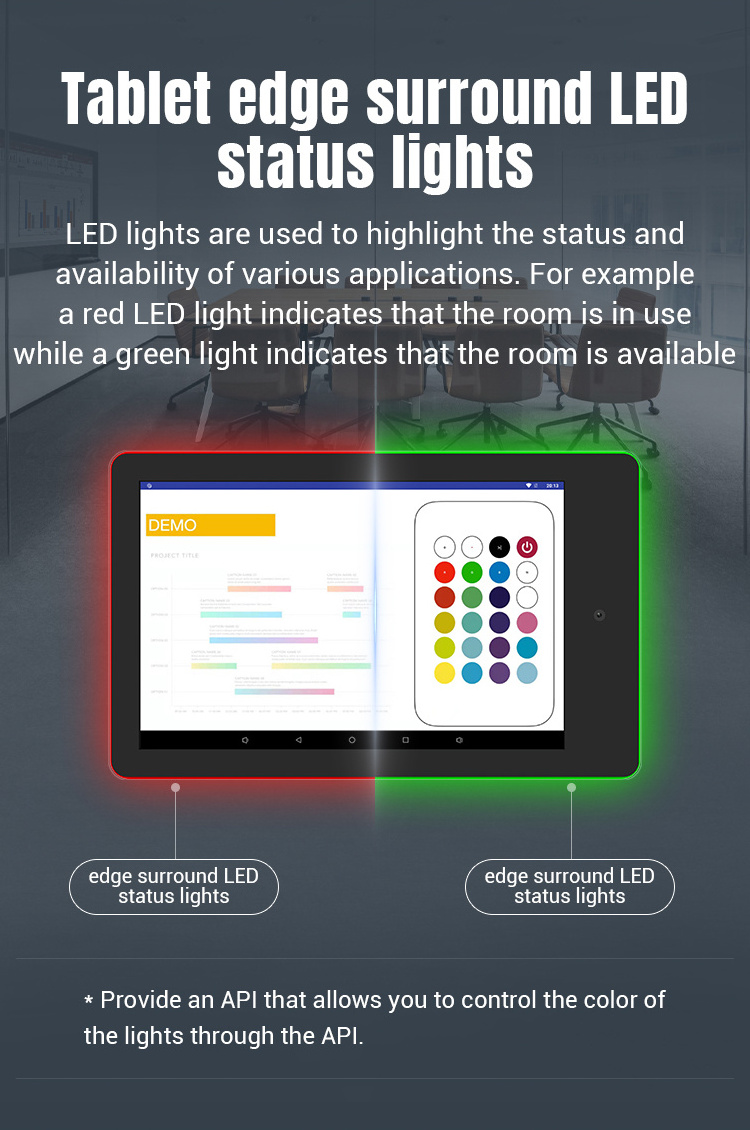 Wall Mounted 10.1 Inch Lcd Touch Screen Poe Power Led Light Booking System Conference Android Meeting Room Nfc Tablet