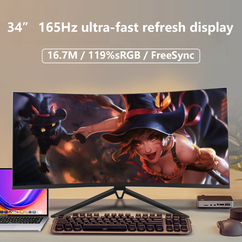 Curved Screen Monitors 24 32 34 Inch Ips Lcd Monitor 144hz 165 Hz Gaming Computer Display