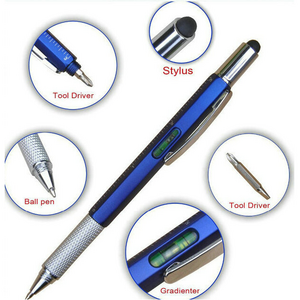 6 in 1 Promotional Multifunctional Screwdriver Ballpoint Pen gradienter Capacitor Touch Screen Metal Scale Gift Tool Pen