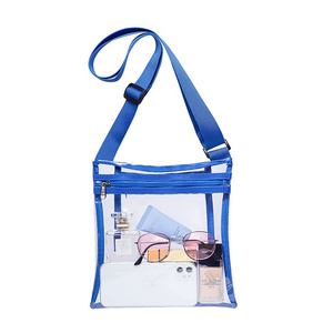 customized clear TPU messenger Stadium approved shoulder See through PVC sling Transparent pouch clear crossbody shoulder bag