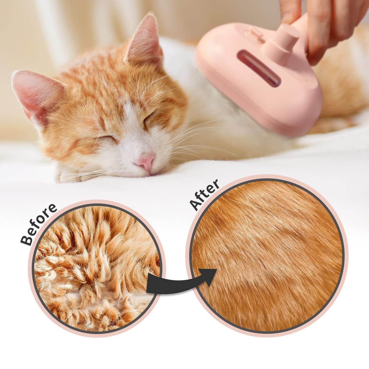 Cat Steam Brush Cat Steamy Brush with Release Button Self Cleaning Spray Comb Rechargeable Steaming Cat Grooming Brush