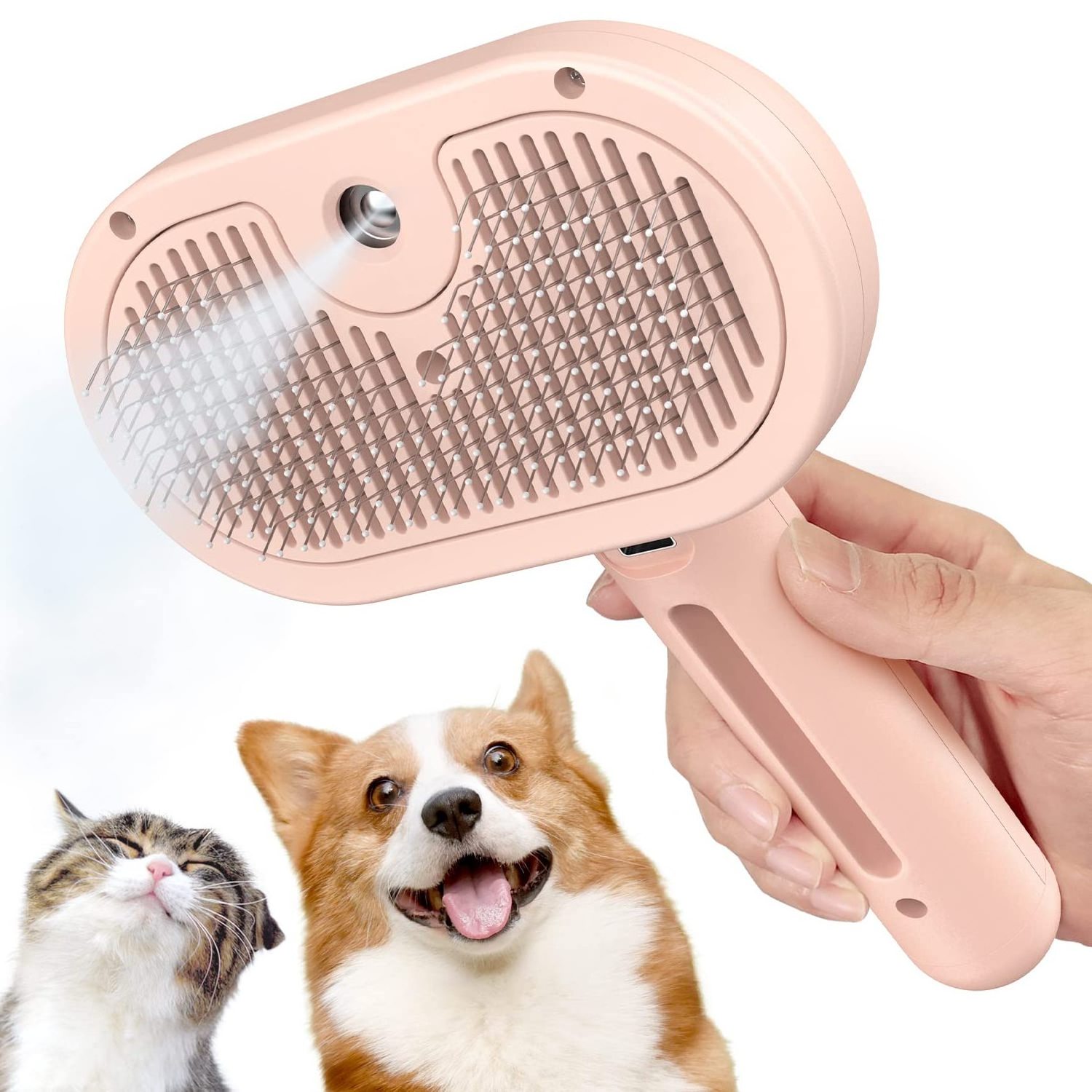 Cat Steam Brush Cat Steamy Brush with Release Button Self Cleaning Spray Comb Rechargeable Steaming Cat Grooming Brush