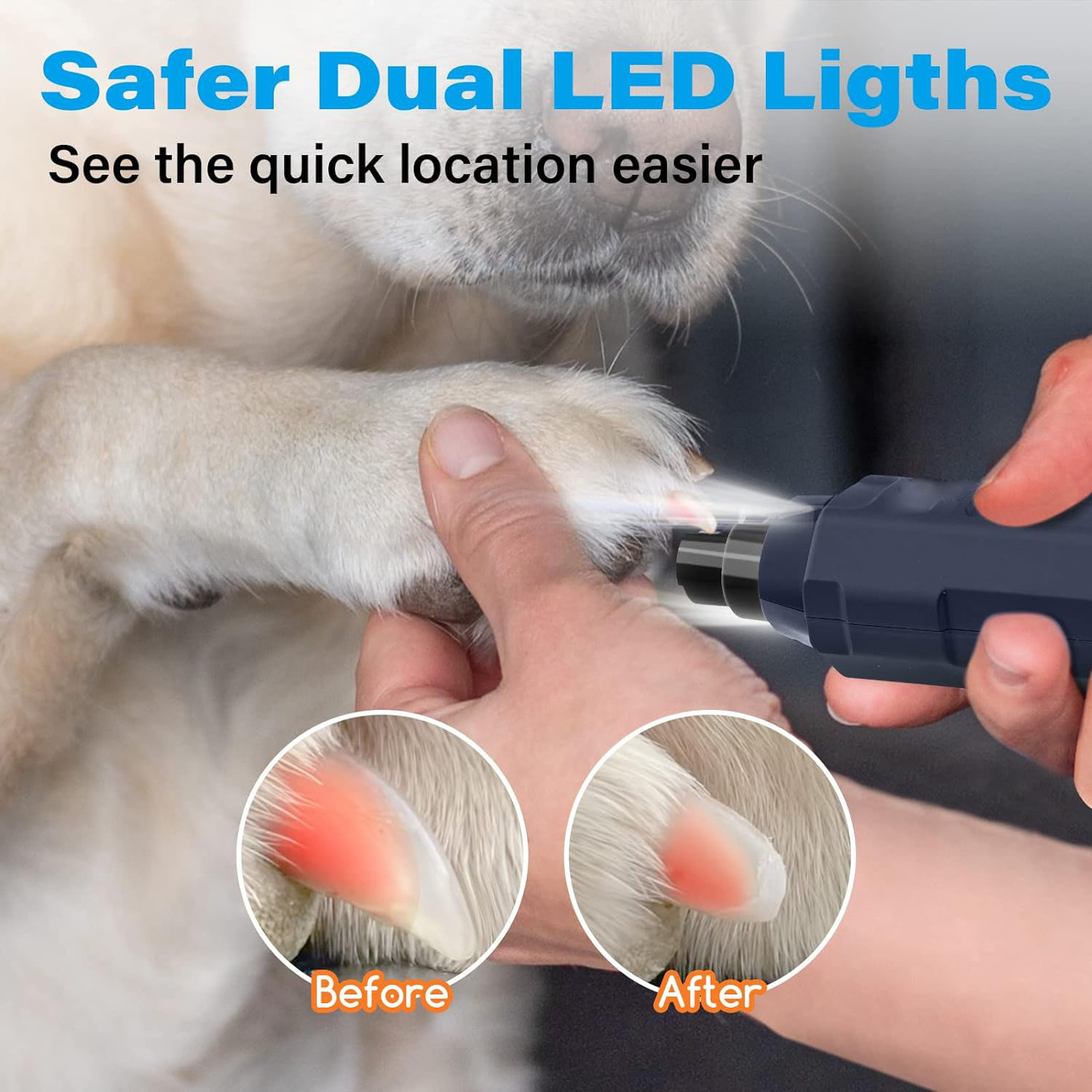 6-Speed Dog Nail Grinder - Newest Enhanced Pet Nail Grinder Super Quiet Rechargeable Electric Dog Nail Trimmer Painless Paws