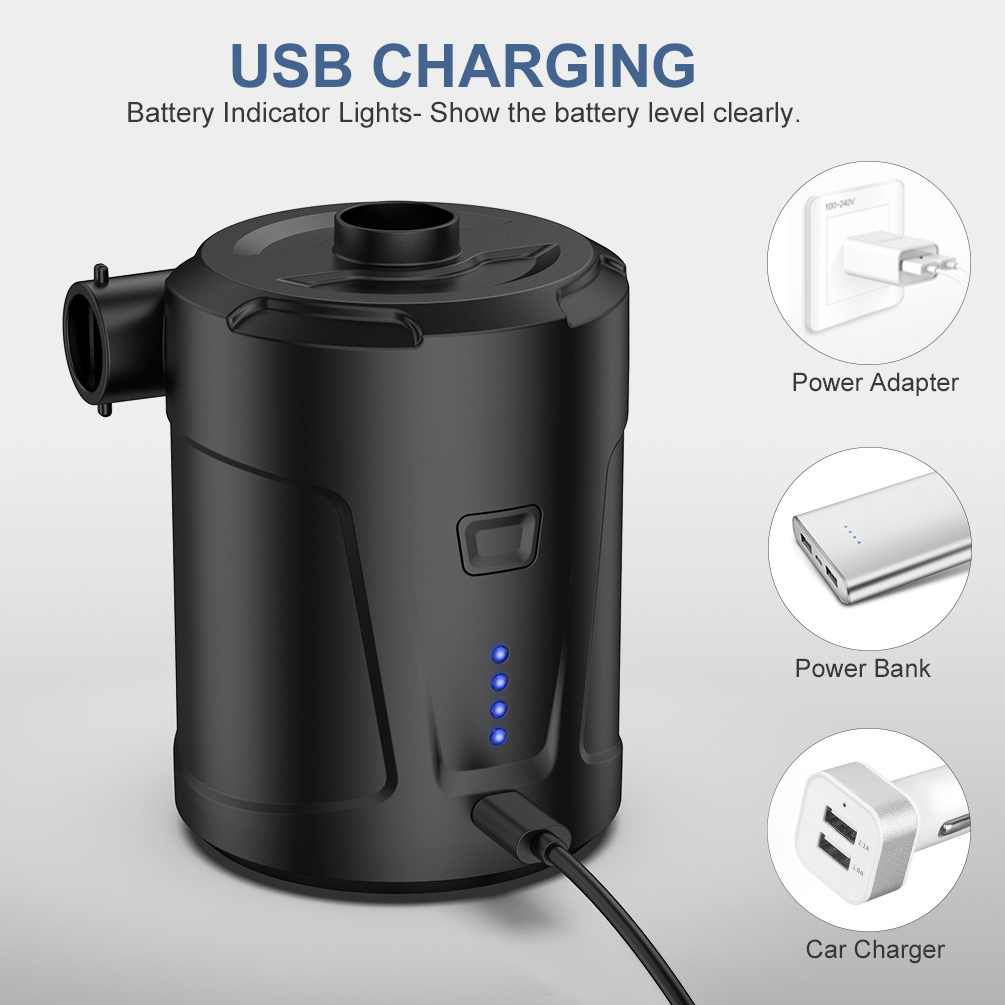 Outdoor Camping USB Cable Rechargeable Battery Inflator Pump For Air bed Mattress Mini Electric Rechargeable Air Pump