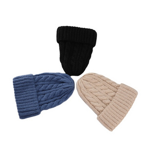 Women Winter Woolen Knitted Twisted Beanie Cap Woman Head Warmer