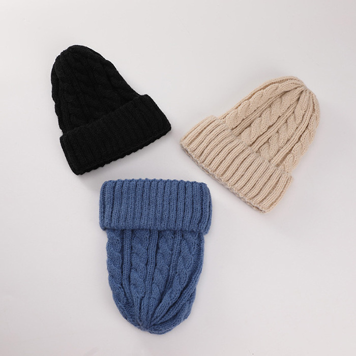 Women Winter Woolen Knitted Twisted Beanie Cap Woman Head Warmer