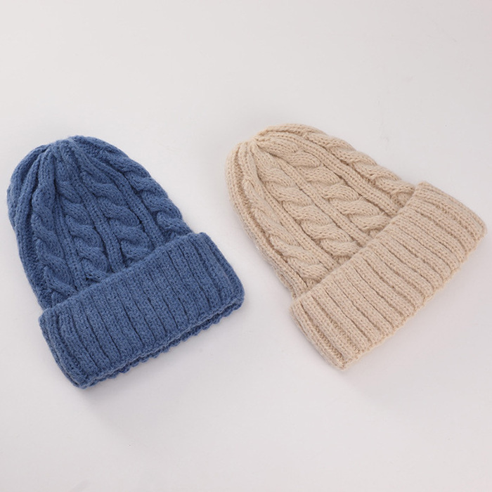 Women Winter Woolen Knitted Twisted Beanie Cap Woman Head Warmer