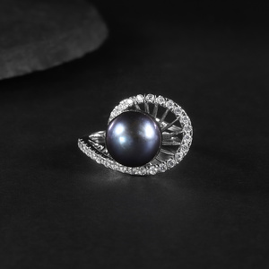 D1012R Abiding OEM ODM Factory Wholesale Natural Fresh Water Black Pearl 925 Sterling Silver Women Ring