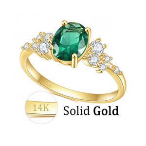 OL0897R Abiding Oval 6*8MM Nano Colombian Emerald Gemstone 9K 10K 14K 18K Yellow Gold Ring Jewelry