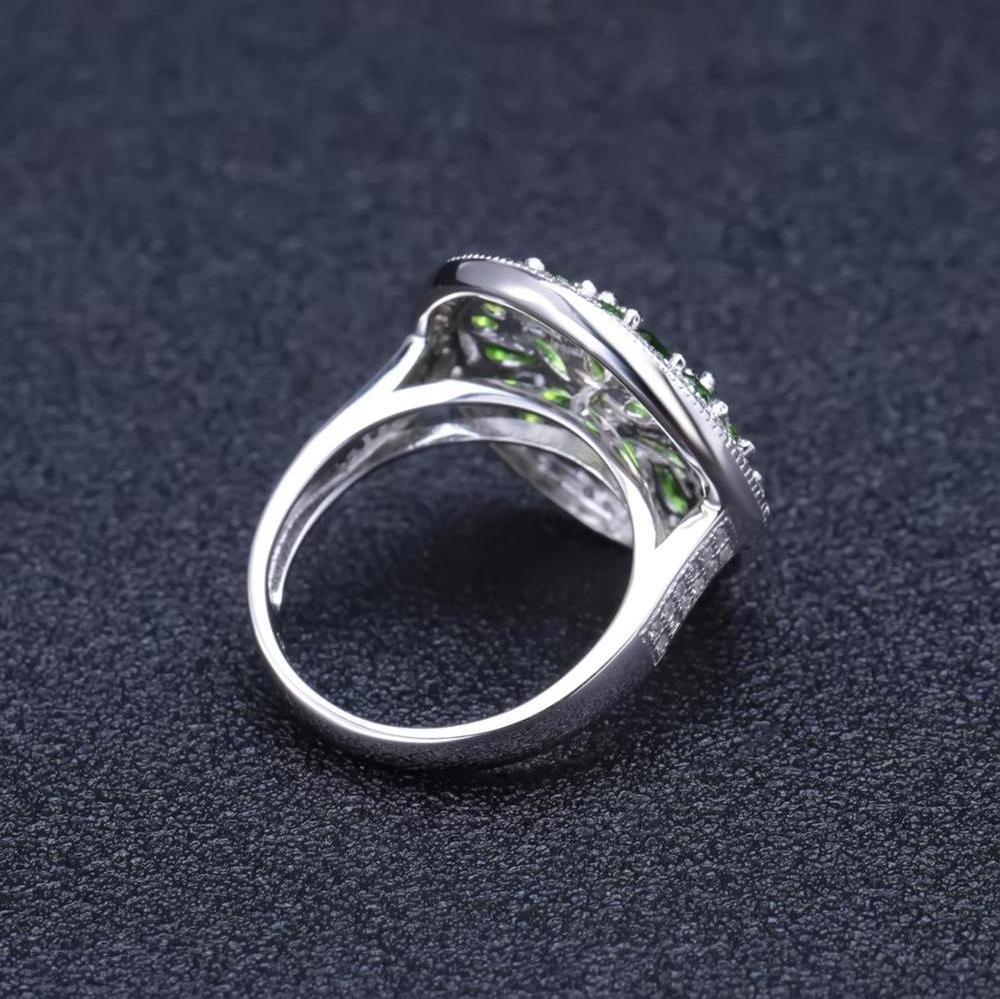 A3208 Abiding 2024 Fashion Natural Chrome Diopside Cocktail Perfect Round Rings Luxury 925 Sterling Silver Jewelry Rings 2024