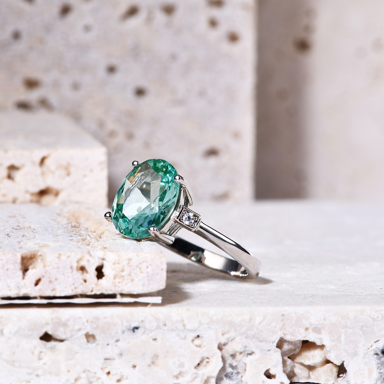 A917 Abiding Jewelry New Arrival Rhodium Plated Lab Green Spinel 925 Silver Women Jewellery Factory S925 Ring