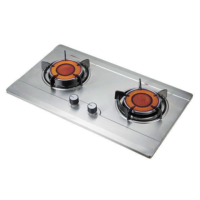 Professional Manufacturer Commercial Infrared Gas Stove Luxury Stainless Steel Panel Built In 2 Burner Gas Cooker