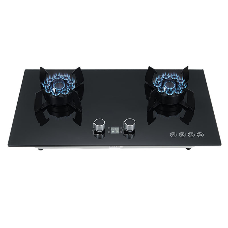 Household 2 Burners Gas Cookers Stove Durable Double Flip Burner Cooktop Kitchen Tempered Glass Gas Stove