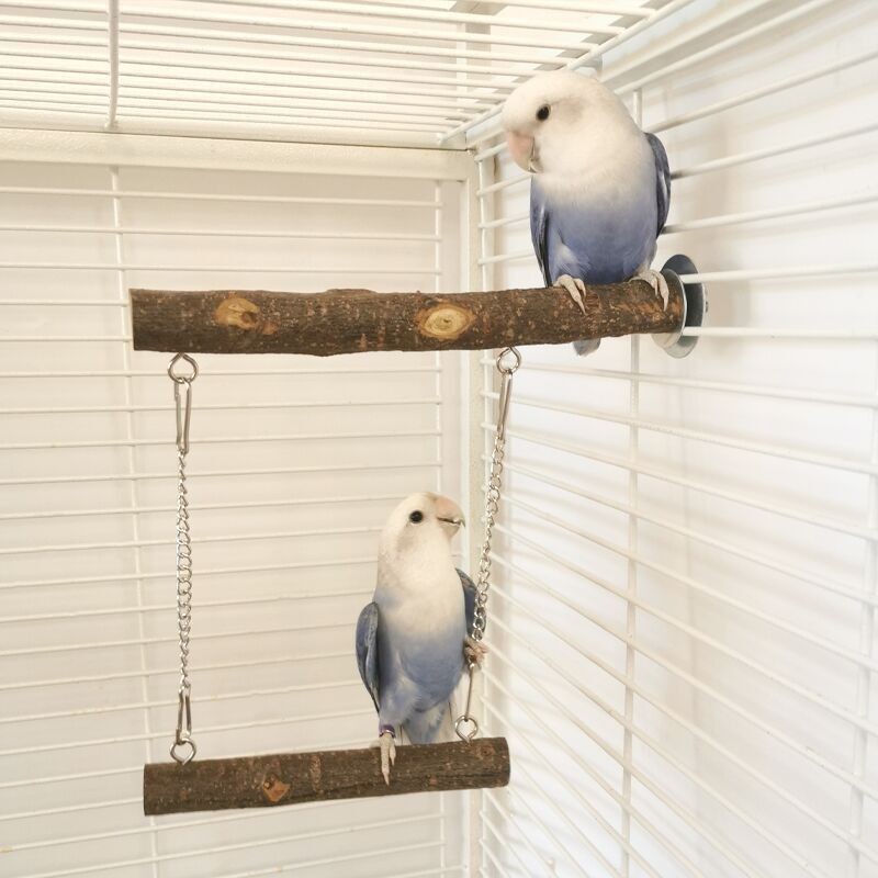 Wooden parrot bird standing pole swing perched wooden bird cage combined pet toys