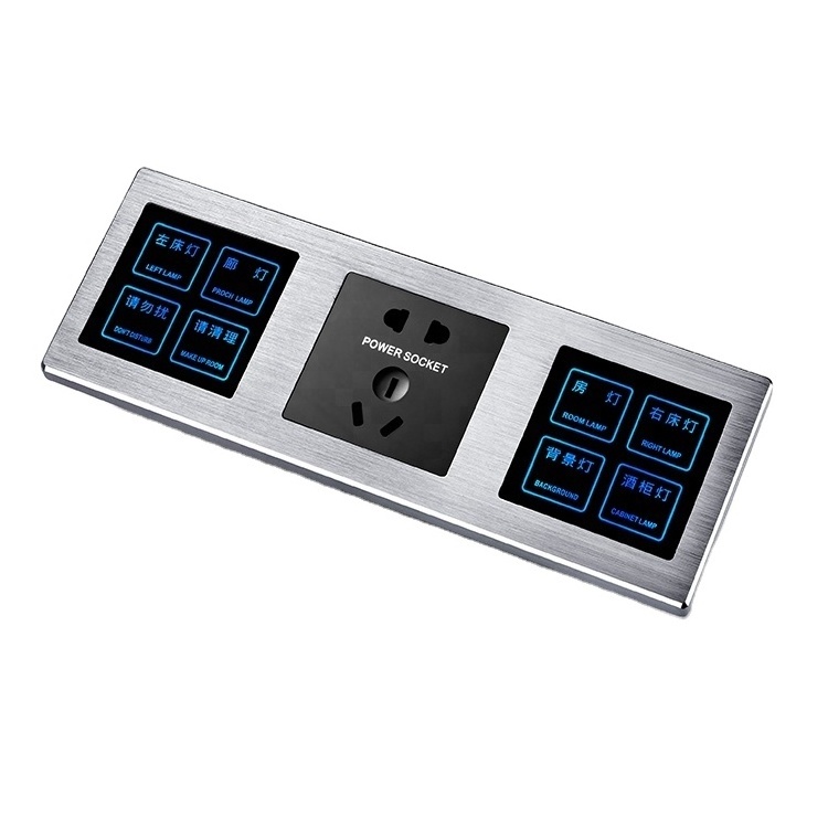 5 Gangs silver/grey touch Led glass panel wall light switch