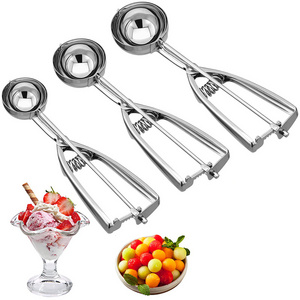 Wholesale diameter 4/5/6cm stainless steel ice cream scoops set spoon Icecream Cookie Scoop