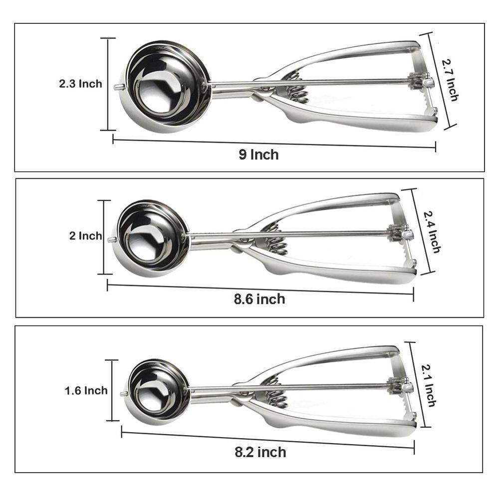 Wholesale diameter 4/5/6cm stainless steel ice cream scoops set spoon Icecream Cookie Scoop