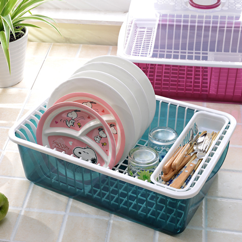 Kitchen Plastic Dish Drainer with Cover Plate Dish Storage Drying Rack Drying Drainer With Cover