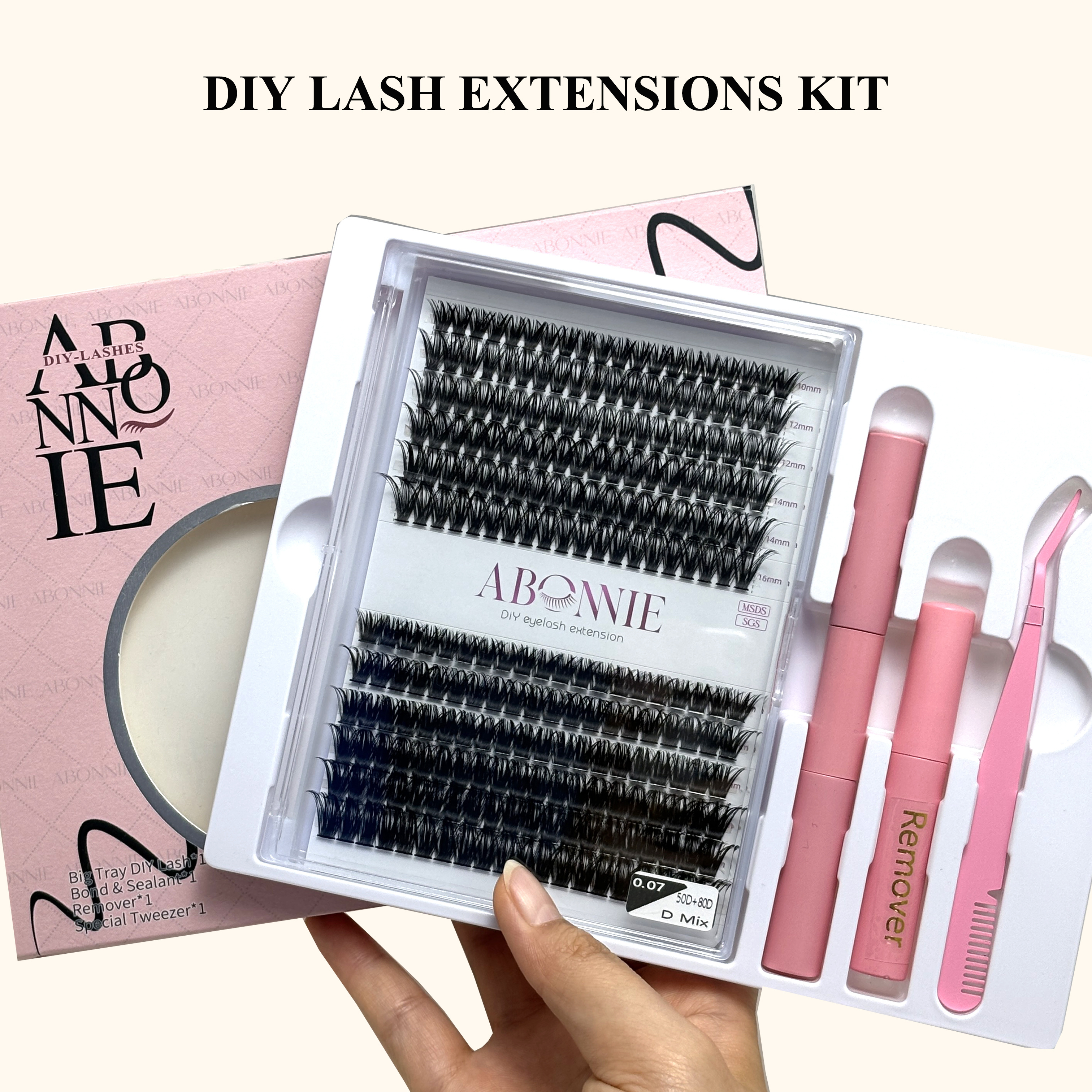 Abonnie Bulk Cluster Lashes Fluffy Private Label Natural Cluster Lash Kit Korean PBT Segments Glue And Tweezers Clusters Lashes