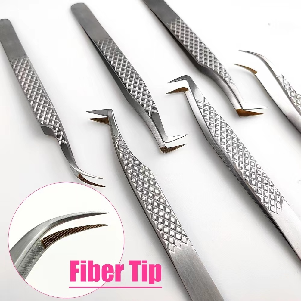 Wholesale Custom Logo Eyelash fiber tip Tweezers bulk eyelash  tool lots tweezers for eyelash extension best