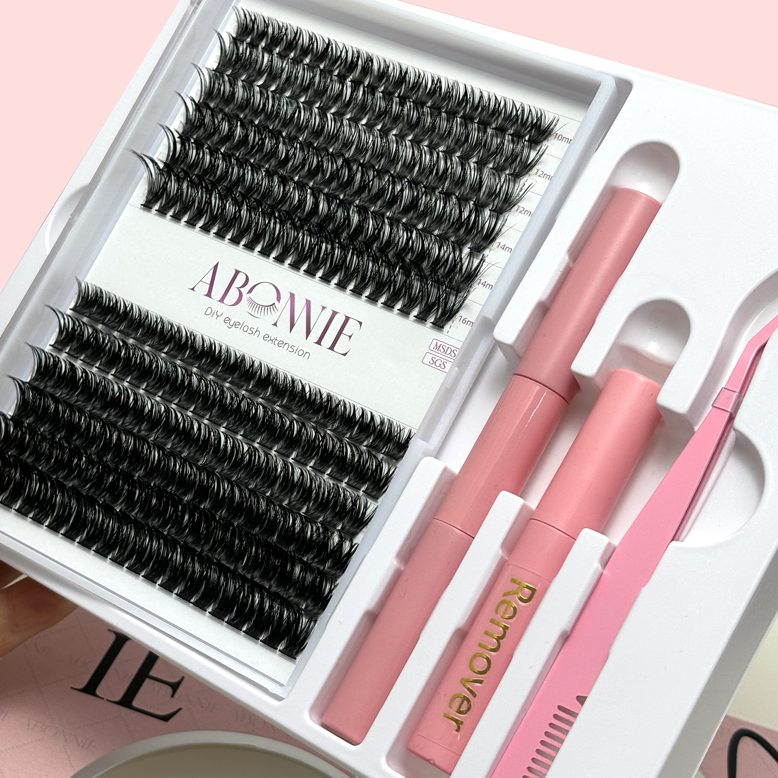 Abonnie Bulk Cluster Lashes Fluffy Private Label Natural Cluster Lash Kit Korean PBT Segments Glue And Tweezers Clusters Lashes