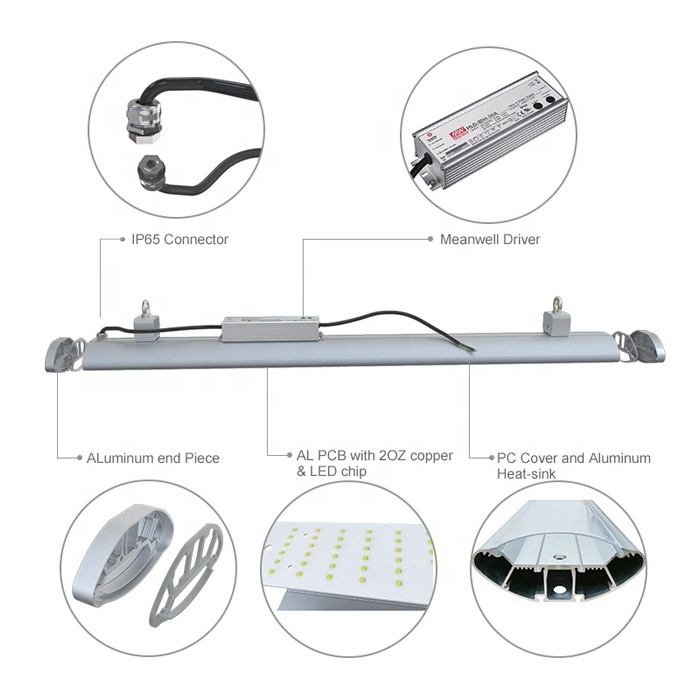 300w 250w 200w 150w 120w lights industrial high lumen 2 3 4 5ft emergency dimmable ip66 led linear high bay light for warehouse