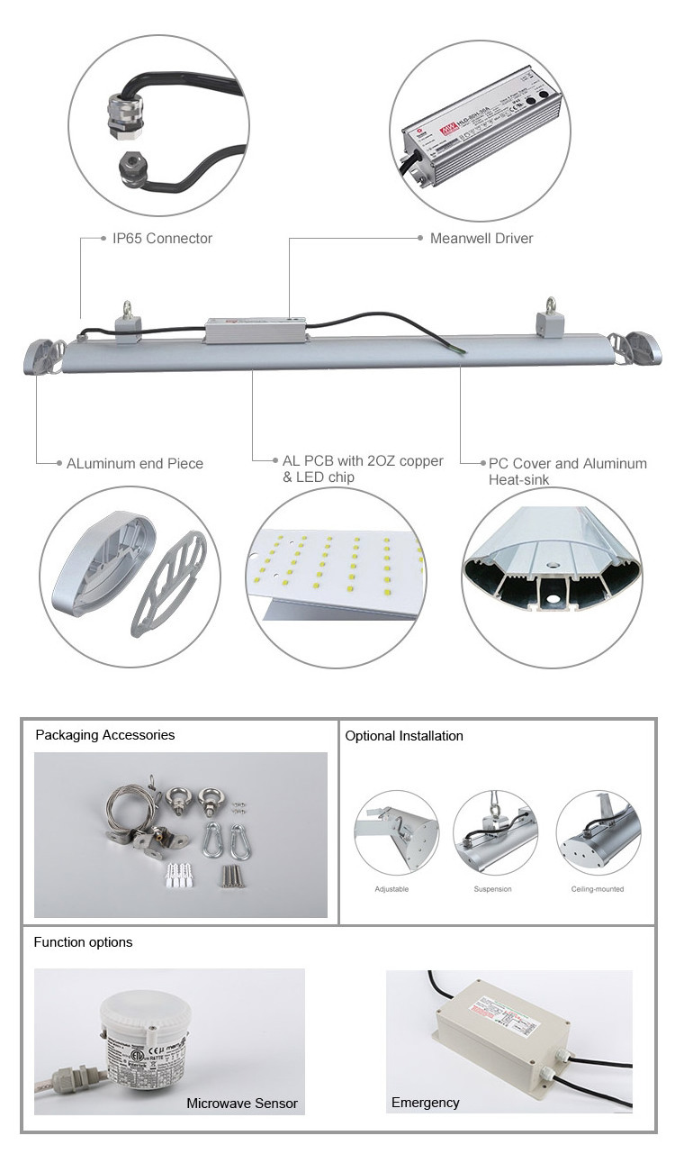 200W linear high bay led canopy light led garage  lights bright with senseor football garage lights