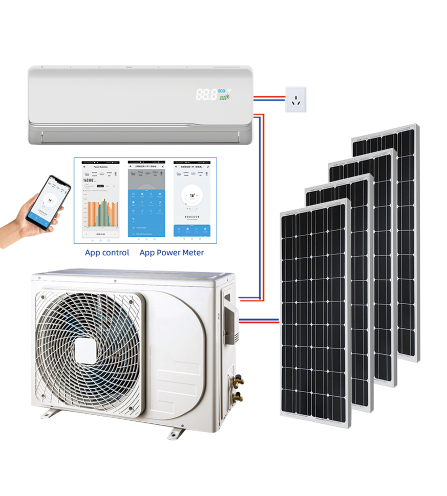 gree/midea/tcl/chigo/aux solar powered air conditioner for home Portable Split Solar Air Conditioners  Wholesale Price