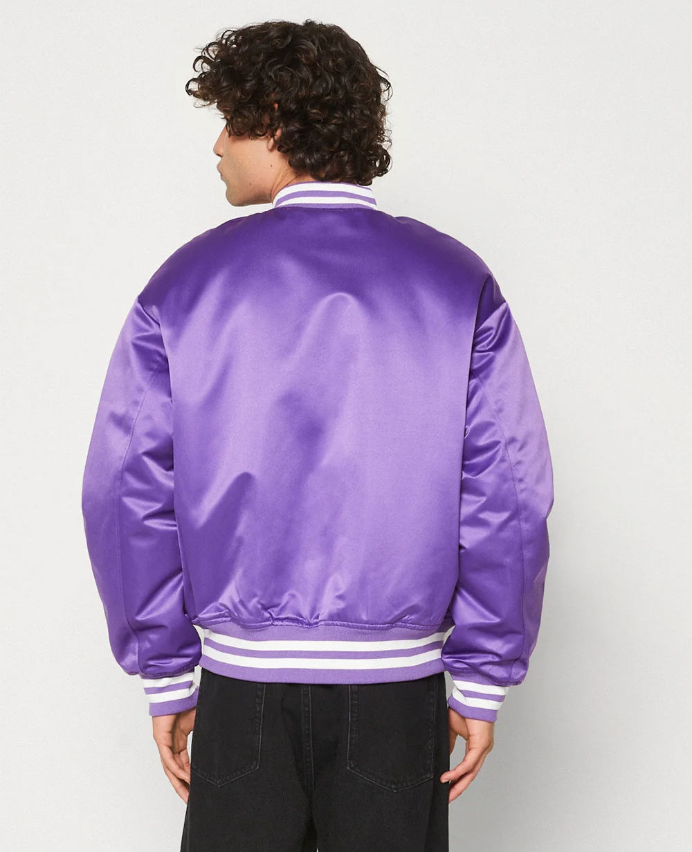 Top high quality wholesale red purple baseball varsity men custom breathable satin letterman bomber jacket