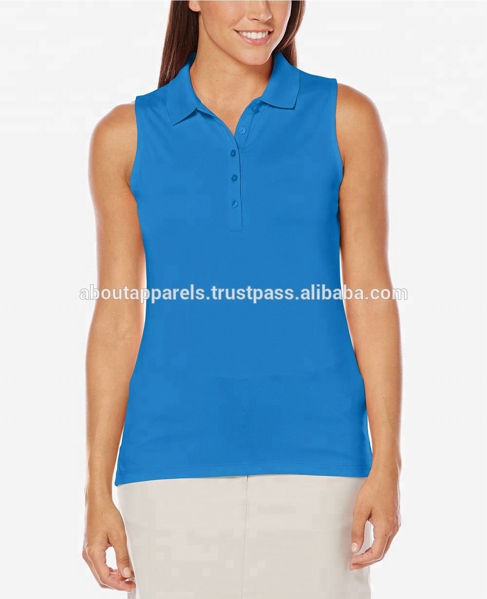 Top fashion western ladies classic sleeveless top print polo shirt women 100% cotton