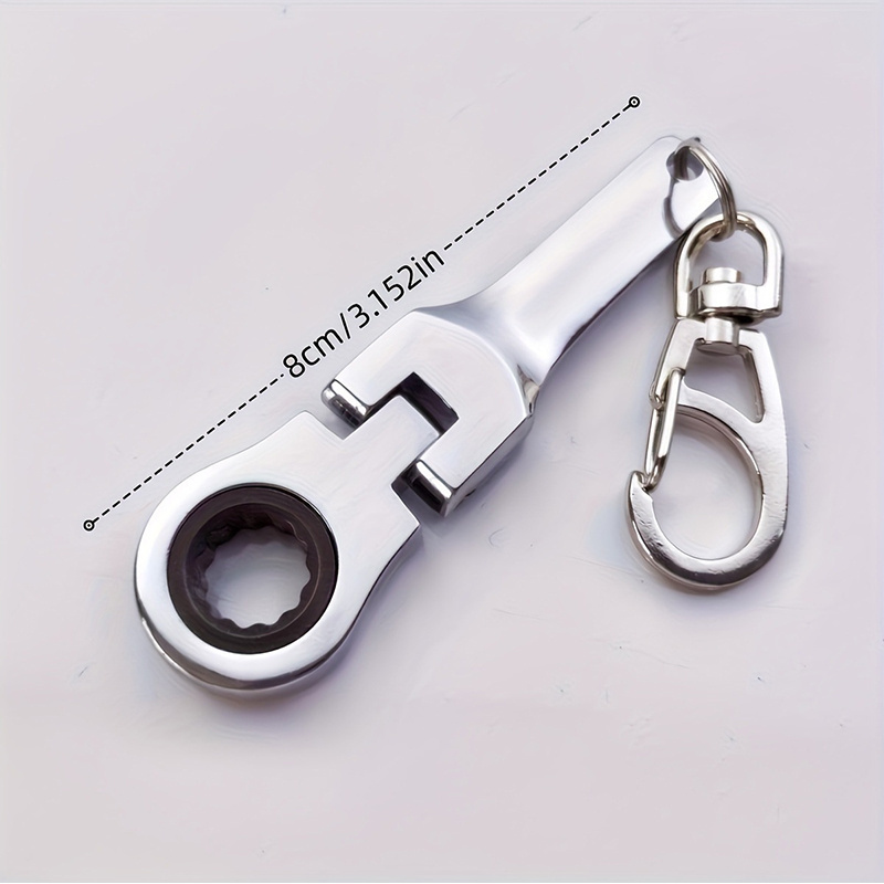 Adjustable Flex-Head Stubby Ratcheting Combination Wrenches keychain Toy Spanner Keychain Key Ring  10mm Wrench Ratchet Keychain