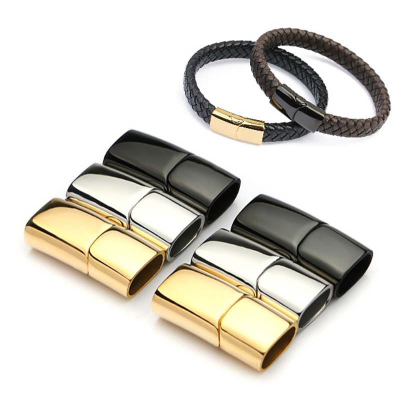 Cord End Caps Jewelry findings Accessory Gold Plated Stainless Steel Squart end Flat Bracelet Clasp For Leather Bracelet Making